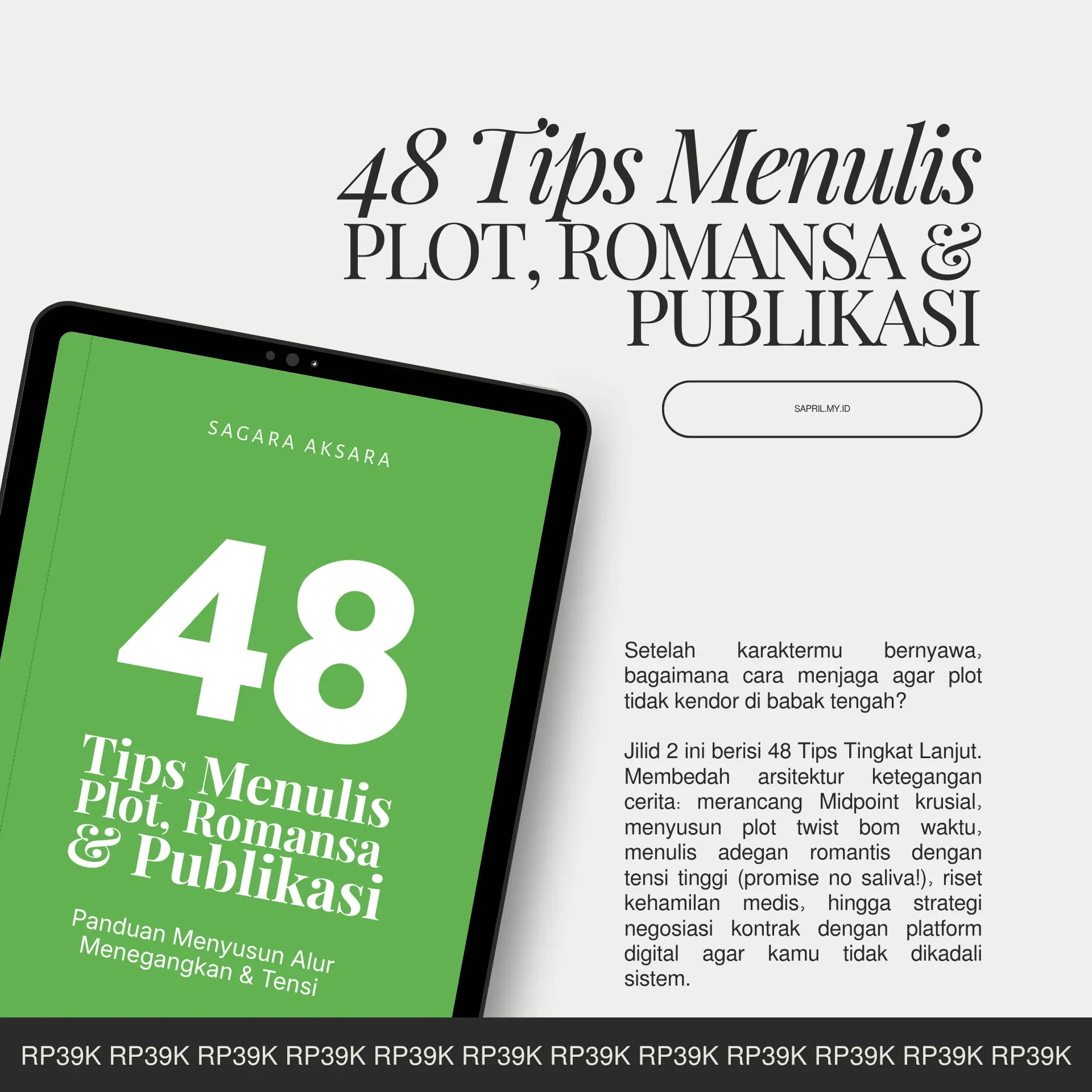Mockup Ebook 48 Tips Menulis: Plot, Romansa & Publikasi oleh Syafree